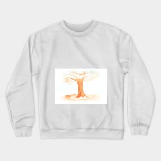 Landscape, watercolor, background, nature, trees, autumn, summer, rural landscape, tranquility, meditation Crewneck Sweatshirt